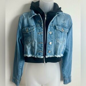 Denim/Hoodie Jacket with Hand Painted Design